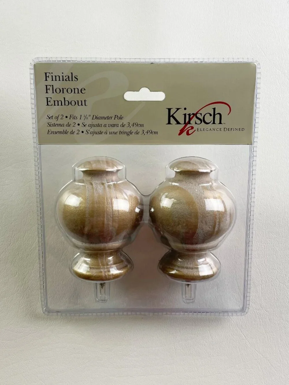 Kirsch Wood Soft Gold Button Ball Finials 1 3/8